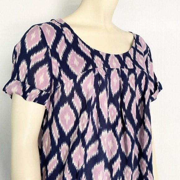 Holding Horses navy/lilac pocket tunic top sz S Anthro anthropologie - Picture 7 of 9